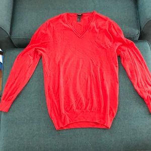 Orange V-neck Light Sweater // Mens M